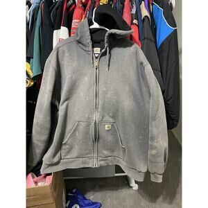 Size 2XL-Carhartt Hoodie Thermal Lined Grey Faded Distressed